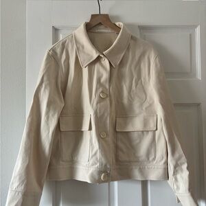 Uniqlo Cream Pea Coat with Structured Shoulders
